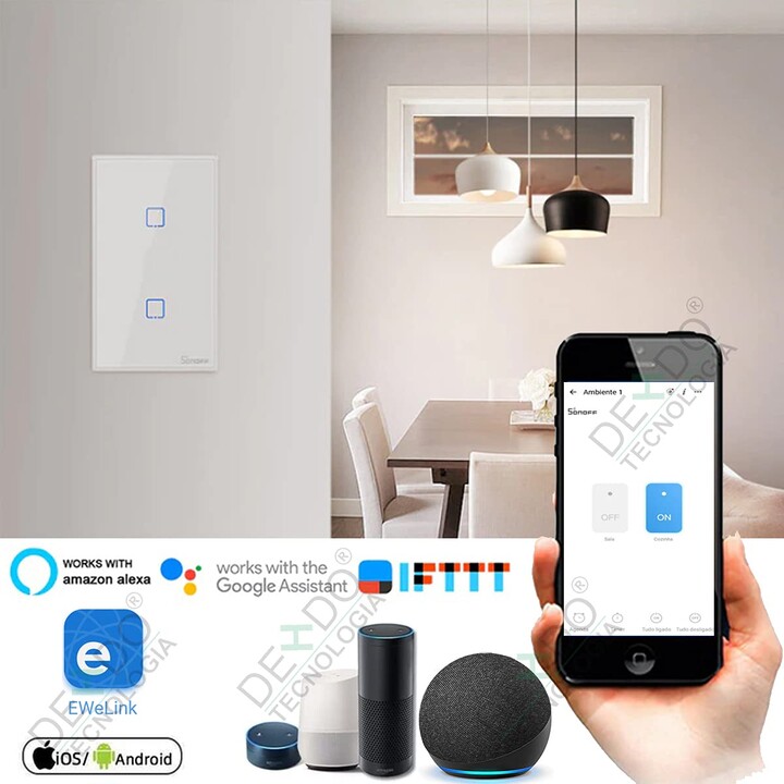 T3US3C - 3-gang Wi-Fi Smart Wall Switch US - Black