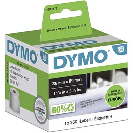 DYMO LabelWriter grandes étiquettes d’adresse 36 x 89 mm blanches