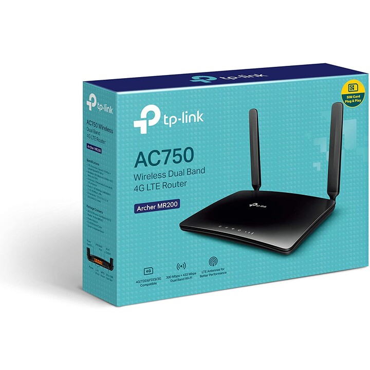 TP-Link Archer MR200 V2 4G Wireless Router 750Mbps/ 2.4GHz 5GHz/ 2 Antennas/ WiFi 802.11ac/n/a - b/g/n