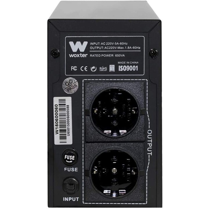 Woxter Line Interactive UPS 650 VA / 650VA-360W / 2 Sorties / Format Tour