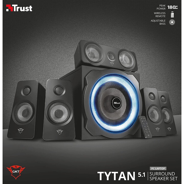 Trust GXT 658 Tytan 5.1 90 W Schwarz 5.1 Kanäle