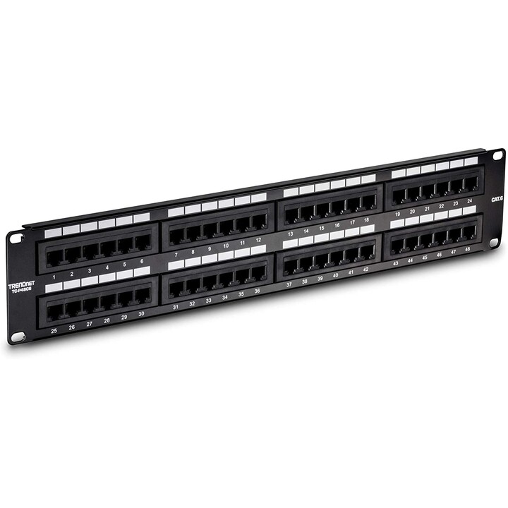 Patch Panel TRENDnet TC-P48C6/ 48 Portas/ Cat.6/ Altura 2U