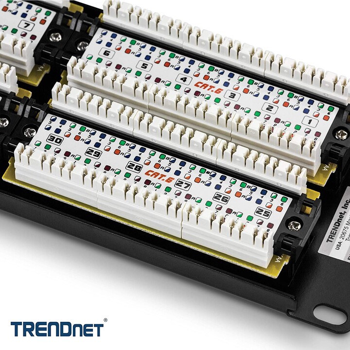 Patch Panel TRENDnet TC-P48C6/ 48 Portas/ Cat.6/ Altura 2U
