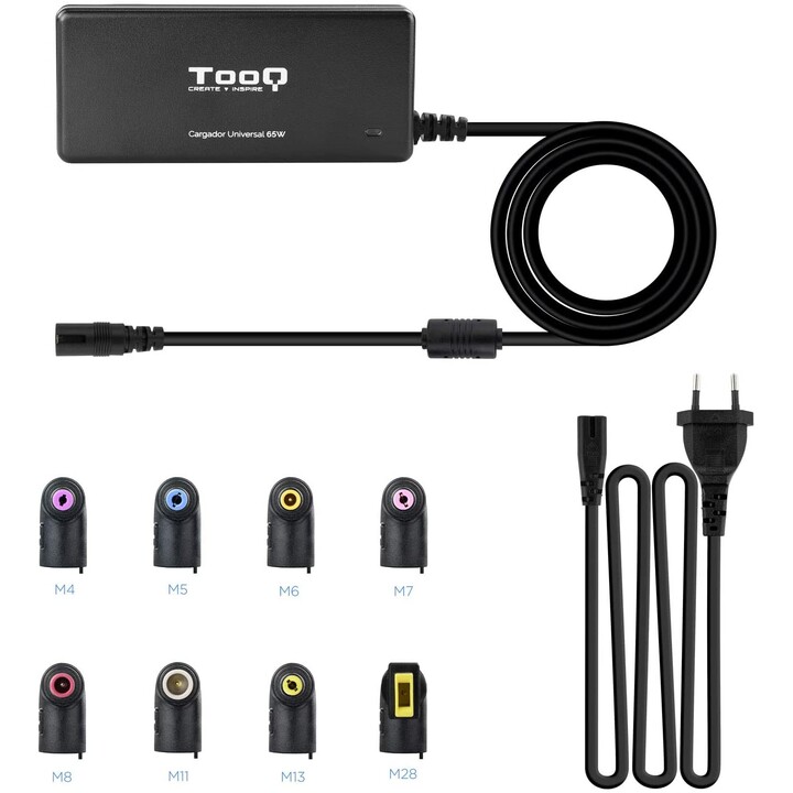 Chargeur d'ordinateur portable TooQ TQLC-65BS02AT / 65W / automatique / 8 connecteurs / tension 18,5-20V