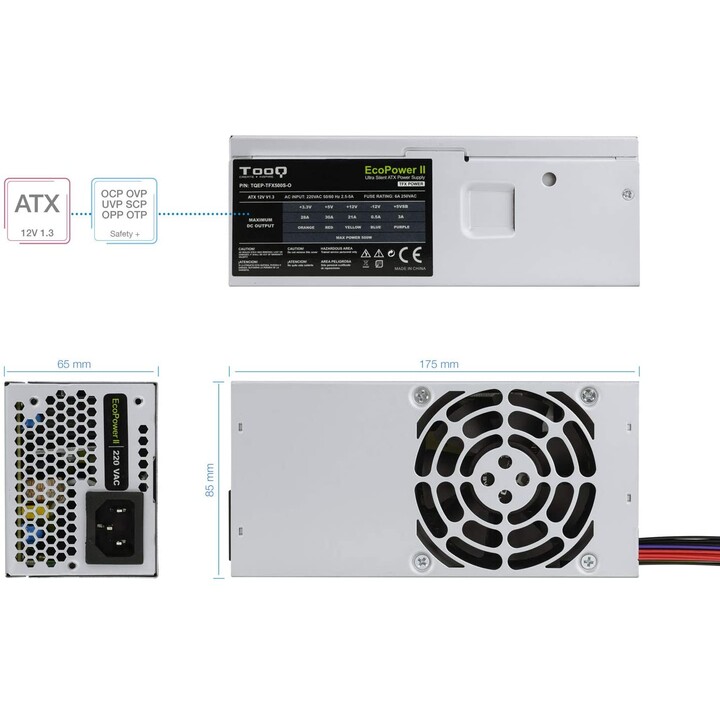 Fuente de Alimentación TFX TooQ TQEP-TFX500S-O/ 500W/ Ventilador 8cm