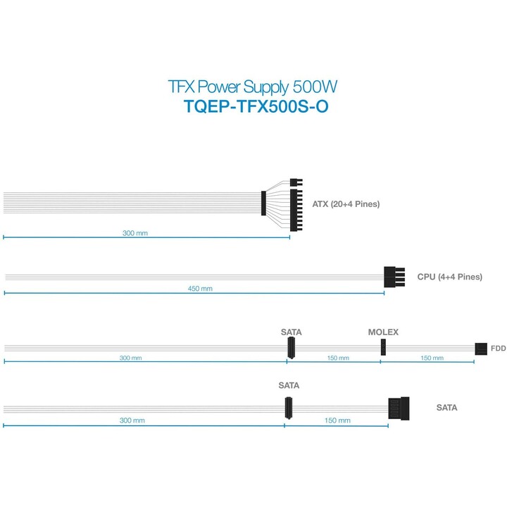 TFX TooQ TQEP-TFX500S-O Netzteil / 500W / 8cm Lüfter