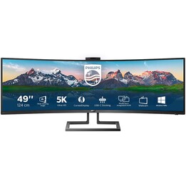 Philips 499P9H 48.8" 5K Curved Monitor, VA Panel, USB-C Docking Station, Webcam