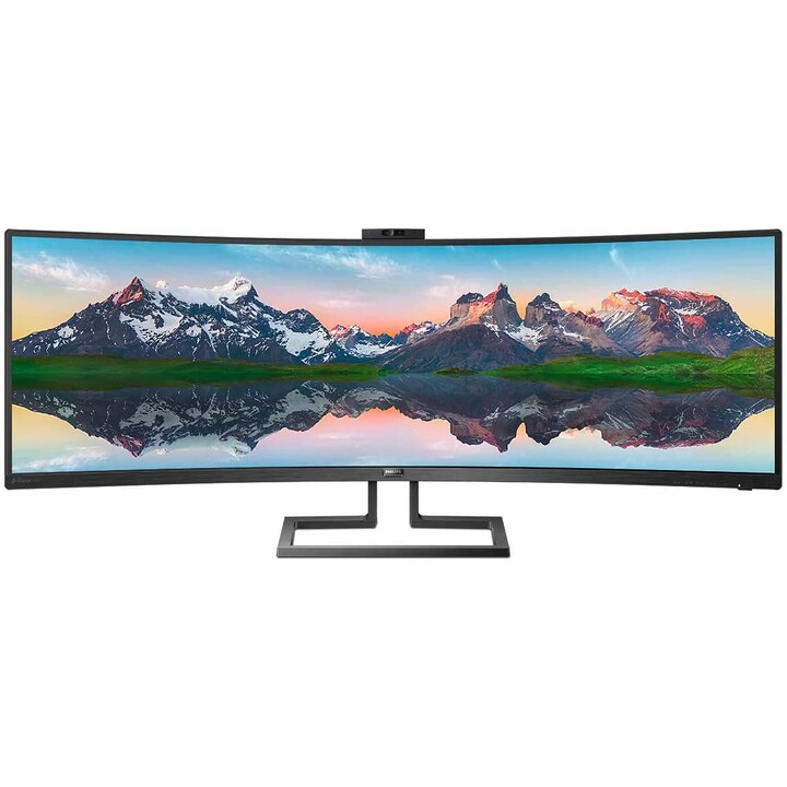Monitor curvo Philips 499P9H 48,8" 5K, panel VA, estación de acoplamiento USB-C, cámara web