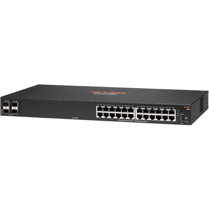 HPE Aruba 6100 24G 4SFP+ Switch L3 managed + 4x1/10 Gigabit SFP+ side airflow (JL678A)