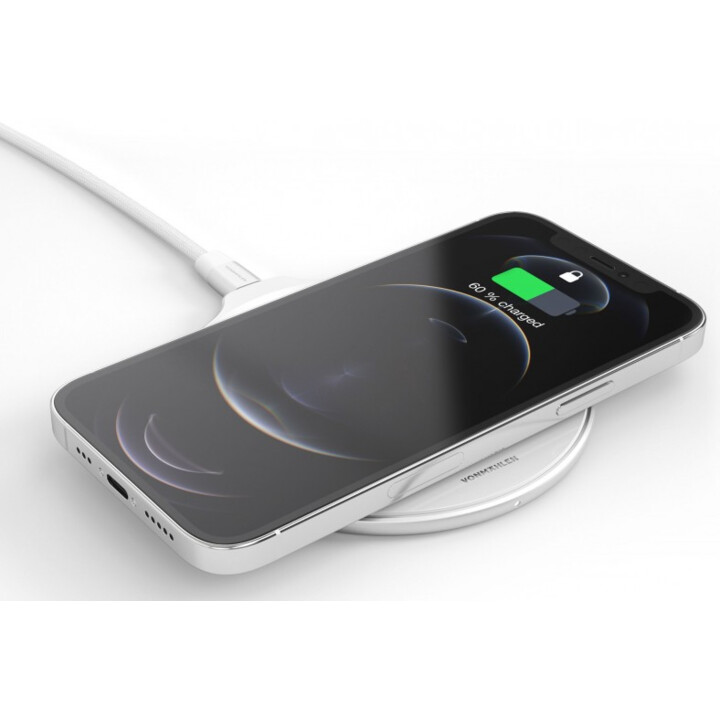 Aura - A base de carregamento sem fios (cabo USB-C para USB-A incluído) - Vidro acrílico Prata