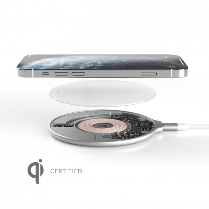 Aura - Le chargeur sans fil (câble USB-C vers USB-A inclus) - Verre acrylique argenté