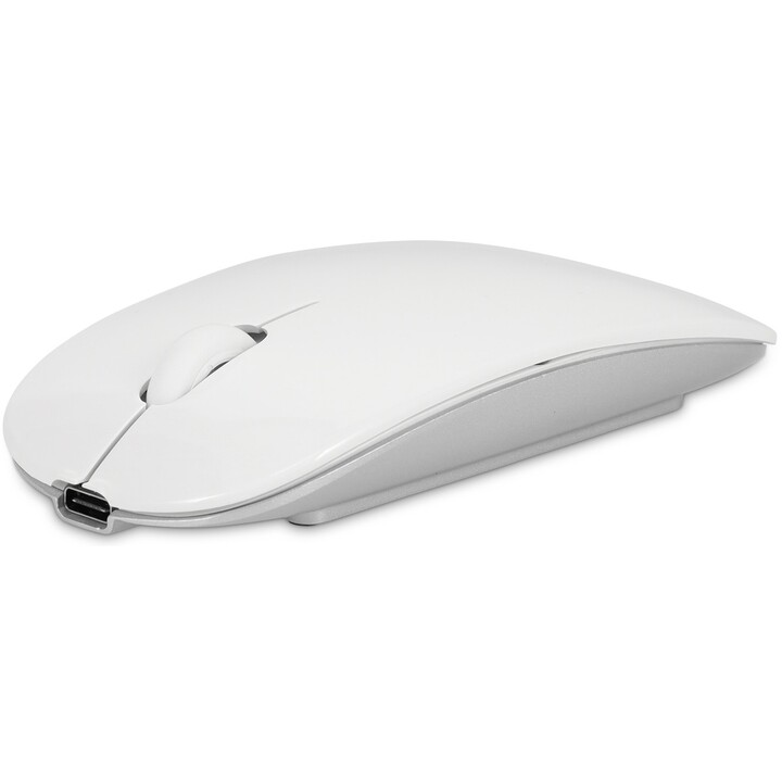 Master Mouse Bluetooth de carga inalámbrica con estándar Qi o USB-C, 2 botones y rueda de desplazamiento - plateado