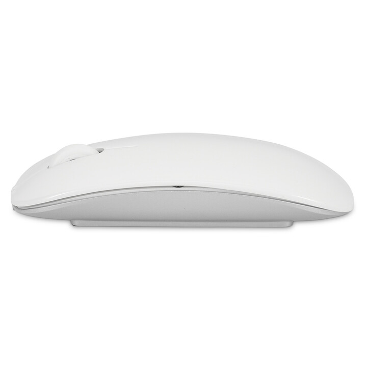 Master Mouse Bluetooth de carga inalámbrica con estándar Qi o USB-C, 2 botones y rueda de desplazamiento - plateado
