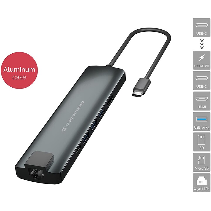 ADAPTADOR CONCEPTRONIC 9 EN 1 USB-C