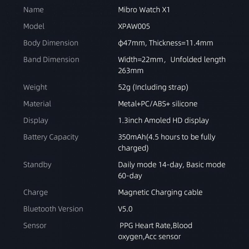 Reloj Inteligente Xiaomi Mibro X1 Negro