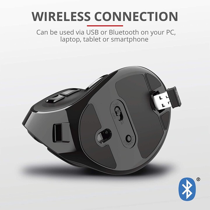 Souris Bluetooth ergonomique sans fil Trust Voxx / jusqu'à 2400 DPI