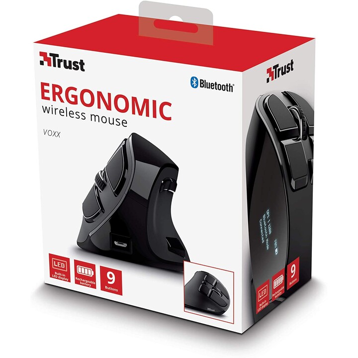 Souris Bluetooth ergonomique sans fil Trust Voxx / jusqu'à 2400 DPI