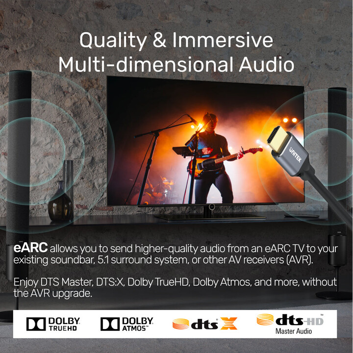 CABO HDMI UNITEK 2.1, 8K 60HZ, 4K 120HZ, 5M, C140W