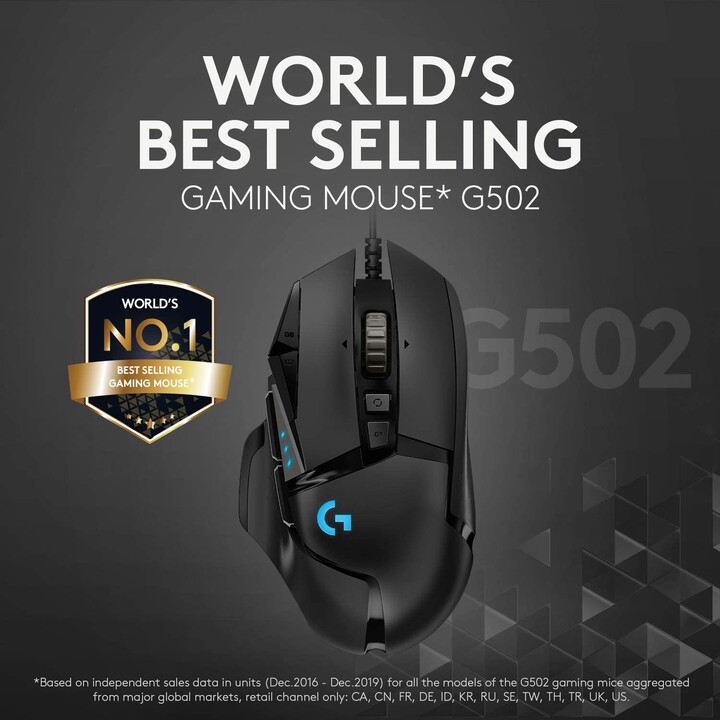 acc. Mouse da gioco Logitech G502 HERO con cavo nero