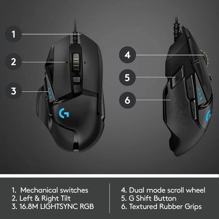 Acc. Logitech Gaming Mouse G502 HERO Corded Black