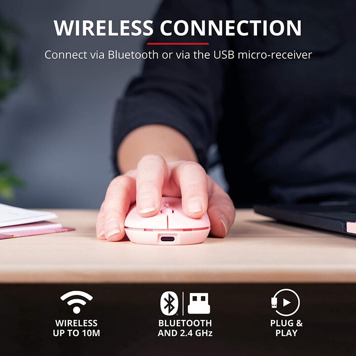 Trust Puck Rechargeable Wireless Mouse Pink