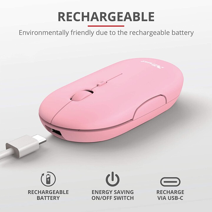 Trust Puck Rechargeable Wireless Mouse Pink