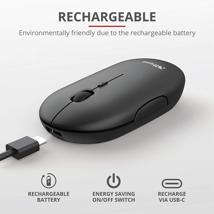 Souris Bluetooth sans fil Trust Puck / Jusqu'à 1600 DPI