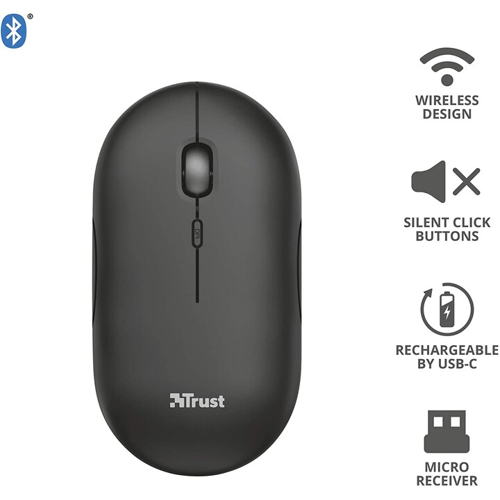 Trust Puck Wireless Bluetooth Mouse / até 1600 DPI