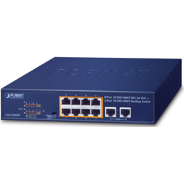 Switch PLANET GSD-1008HP Gigabit Ethernet non gestito (10/100/1000) Power over Ethernet (PoE) 1U Blu