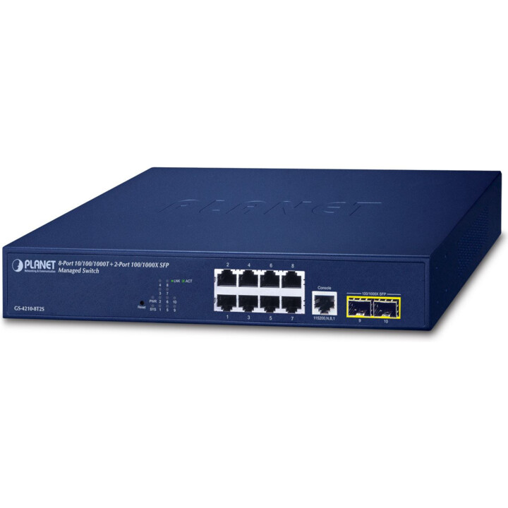 PLANET 10/100/1000T + Gigabit Ethernet L2/L4 gestita a 2 porte (10/100/1000) 1U Blu