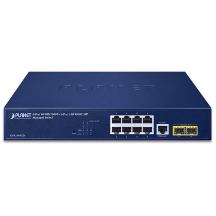 PLANET 10/100/1000T + 2-Port Gestionado L2/L4 Gigabit Ethernet (10/100/1000) 1U Azul