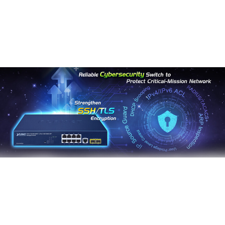 PLANET 10/100/1000T + 2-Port Gestionado L2/L4 Gigabit Ethernet (10/100/1000) 1U Azul