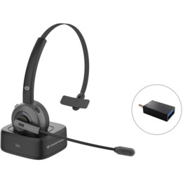 Conceptronic Cuffie +MIC Wireless Con Base di Ricarica Nero