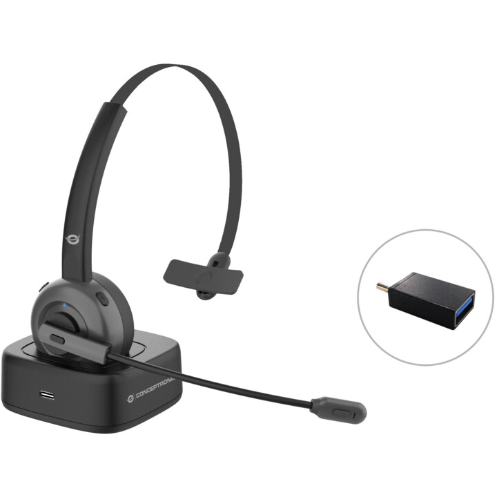 Conceptronic Auricular +MIC Wireless Con Base de Carga Negro