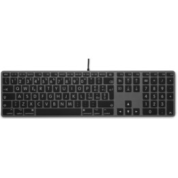 USB-Tastatur mit großer Schriftart 110 Tasten, kabelgebundene USB-Tastatur mit 2x USB und oberer Abdeckung aus Aluminium – Itali