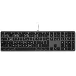 Clavier USB à grande police Clavier USB filaire 110 touches avec 2x USB et capot supérieur en aluminium - UK - gris sidéral