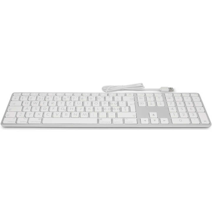 Clavier USB à grandes polices Clavier USB filaire 110 touches avec 2x USB et capot supérieur en aluminium - Suisse