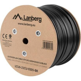 Lanberg LCU6-21CU-0305-BK network cable Black 305 m Cat6 U/UTP (UTP)