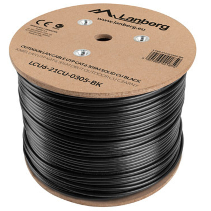 Cavo di rete Lanberg LCU6-21CU-0305-BK Nero 305 m Cat6 U/UTP (UTP)