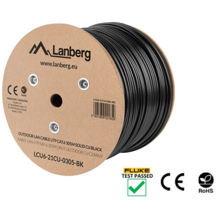 Cavo di rete Lanberg LCU6-21CU-0305-BK Nero 305 m Cat6 U/UTP (UTP)