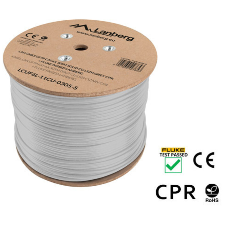 LANBERG KABEL UFTP KAT. 6A 305M DRAHT CU LSZH GRAU