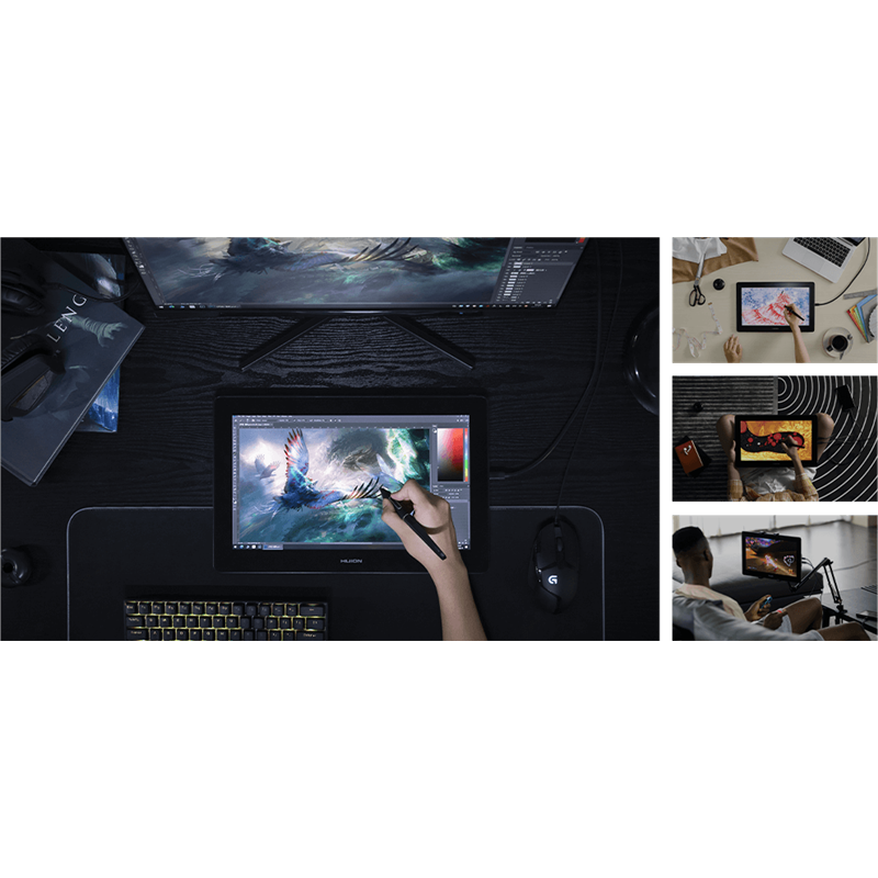 HUION Kamvas Pro 16 4K Pen Tablet 5080 Lines Per Inch 345.60 x 194.40mm USB-C Dark Gray