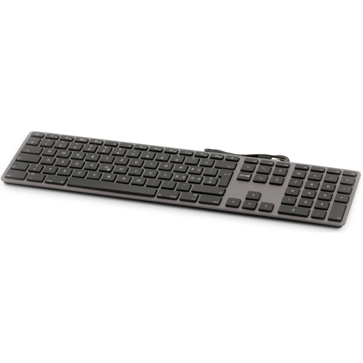 Large Font USB Keyboard 110 Tasten kabelgebundene USB-Tastatur mit 2x USB und oberer Abdeckung aus Aluminium - Deutsch - Space G