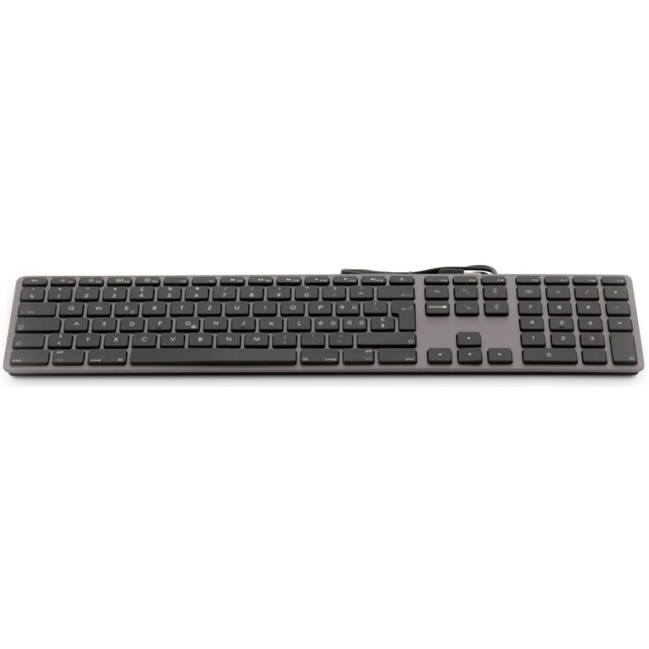 Large Font USB Keyboard 110 Tasten kabelgebundene USB-Tastatur mit 2x USB und oberer Abdeckung aus Aluminium - Deutsch - Space G