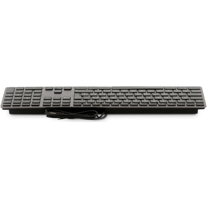 Large Font USB Keyboard 110 Tasten kabelgebundene USB-Tastatur mit 2x USB und oberer Abdeckung aus Aluminium - Deutsch - Space G