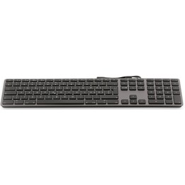 Clavier USB Large Font Clavier USB filaire 110 touches avec 2x USB et capot supérieur en aluminium - Suisse - gris sidéral
