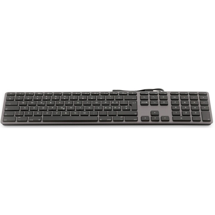 Teclado USB de fuente grande Teclado USB con cable de 110 teclas con 2x USB y cubierta superior de aluminio - Suizo - gris espac