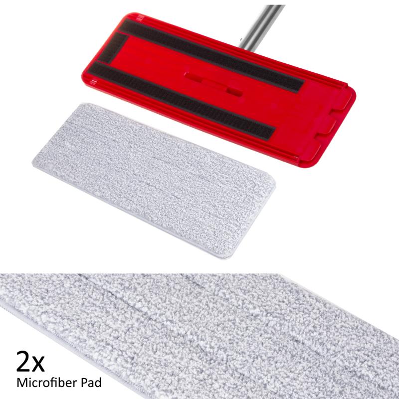 Flat Mop + Bucket + Telescopic Pole + 2 x Microfibre Pad 5.7L Floor Cleaning XXL Set Rotating Head - Imagen 4