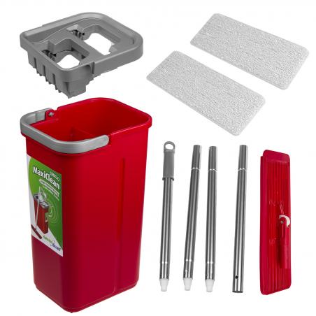 Flat Mop + Bucket + Telescopic Pole + 2 x Microfibre Pad 5.7L Floor Cleaning XXL Set Rotating Head - Imagen 10