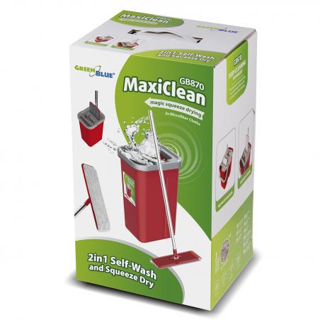 Flat Mop + Bucket + Telescopic Pole + 2 x Microfibre Pad 5.7L Floor Cleaning XXL Set Rotating Head - Imagen 11